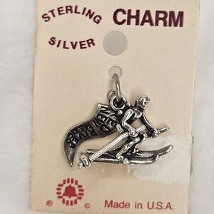 Sterling Silver 3D Snow Skier Charm Red River Nw Mexico
